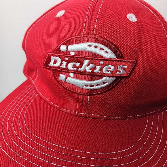 Dickies XL Fitted Cap Red Canvas Logo Acrylic Wool Blend Hat Workwear READ - Picture 3 of 10